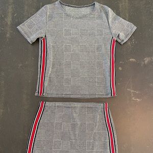 Super cute B&W plaid top & skirt sz 10-12❤️🖤